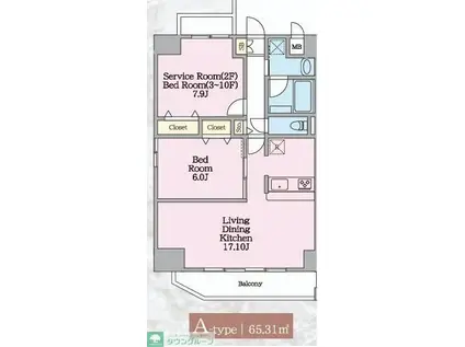 プレド・ラガール(2LDK/5階)の間取り写真