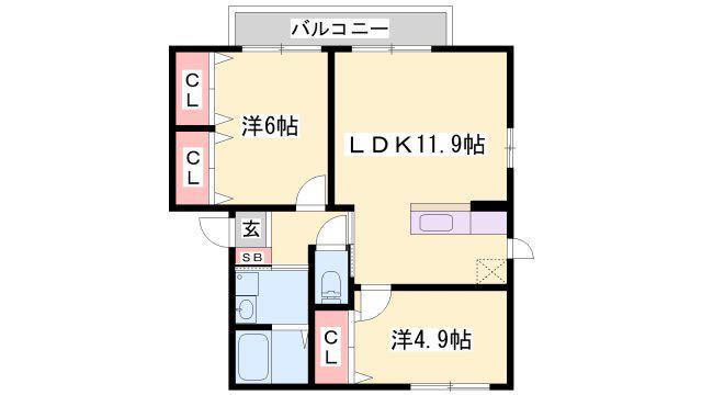 シャーメゾン ミモザ(2LDK/2階)の間取り写真