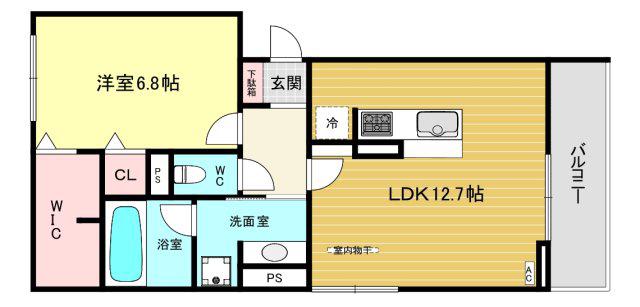 カームコート門戸(1LDK/3階)の間取り写真