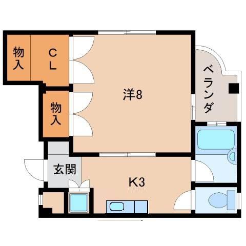 ハイツときわ(1K/4階)の間取り写真