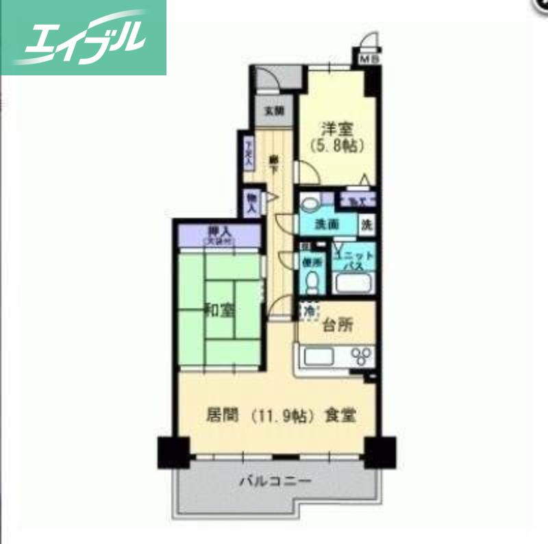 サーパス北新保(2LDK/3階)の間取り写真