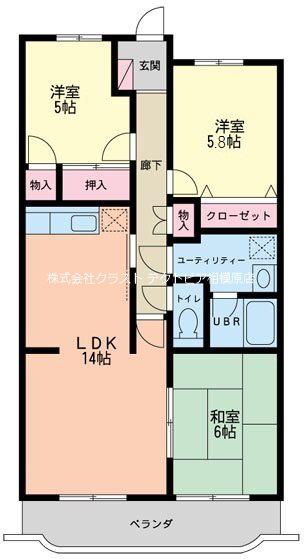 グランディール(3LDK/3階)の間取り写真
