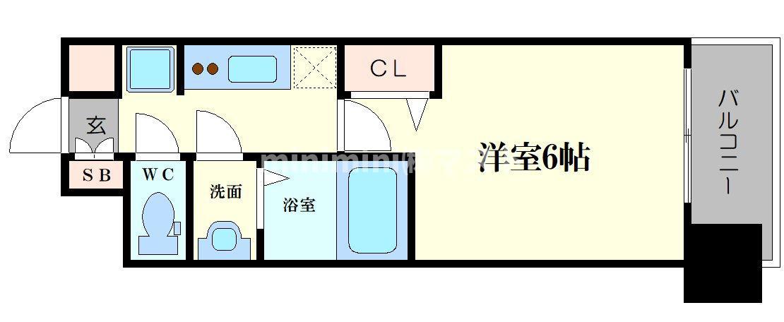 ララプレイス玉造パルク(1K/10階)の間取り写真