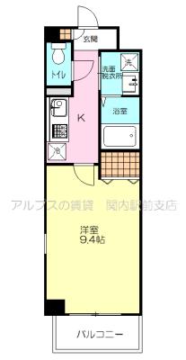 ヴィラージュ横浜(1K/1階)の間取り写真