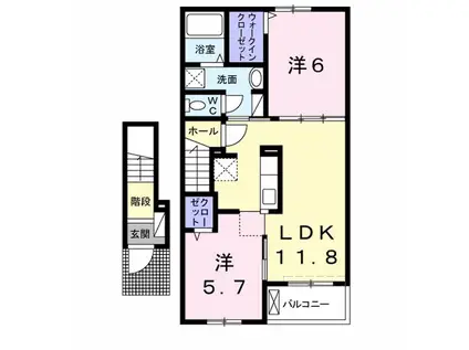 BE FREE(2LDK/2階)の間取り写真