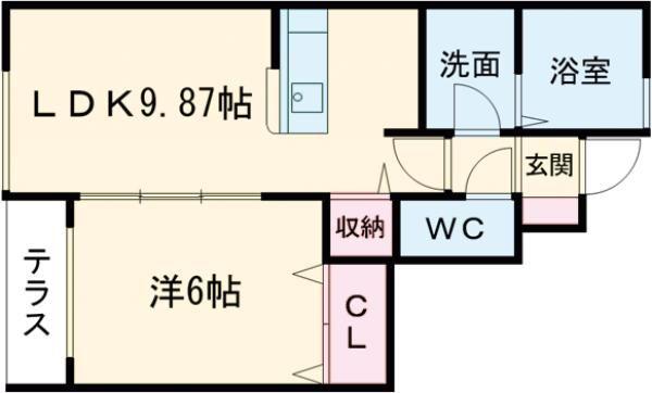 フォリーベルジェール D棟(1LDK/1階)の間取り写真
