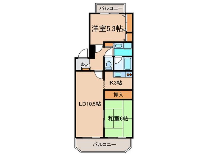 フィール野川A(2LDK/1階)の間取り写真
