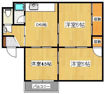 カネダイマンション(3DK/4階)の間取り写真