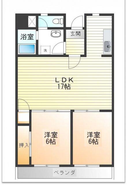 ハピネス48(2LDK/3階)の間取り写真