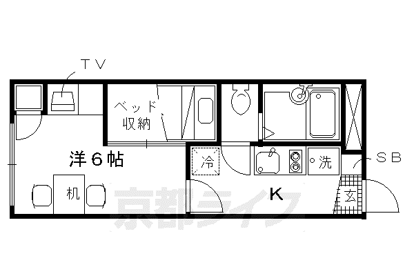 レオパレスウェルスTENII(1K/1階)の間取り写真