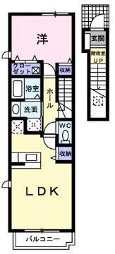 エクセレンテB(1LDK/2階)の間取り写真