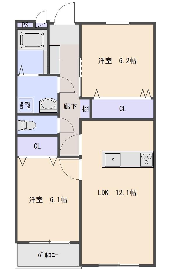 ヴァリオブランカ(2LDK/3階)の間取り写真