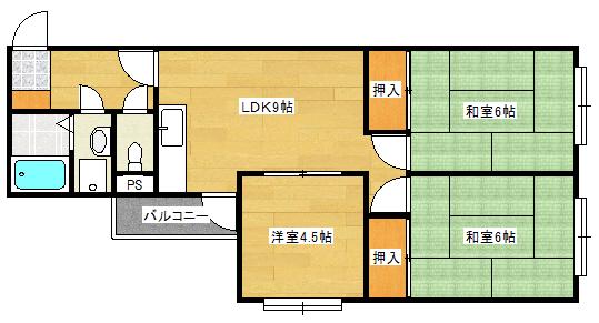 楠マンション B棟(3LDK/1階)の間取り写真
