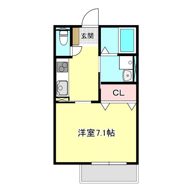 ロイヤルハイツ上本町(1K/2階)の間取り写真