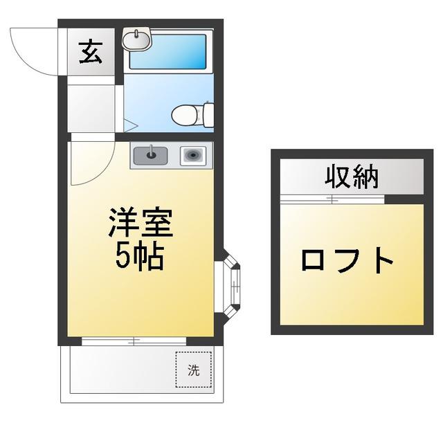 アレックス・巴I(ワンルーム/2階)の間取り写真