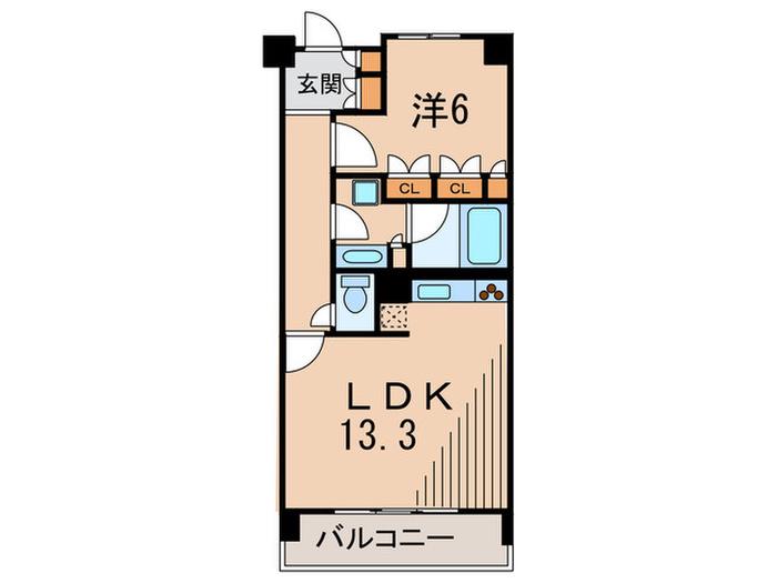 HF若林公園レジデンス(1LDK/1階)の間取り写真