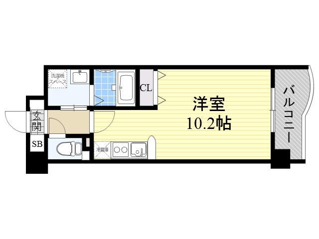 コンブリオST(1K/4階)の間取り写真
