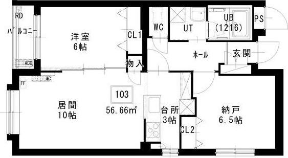 ノヴァ白石-II(2LDK/1階)の間取り写真