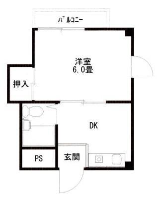 晩成ハイツ関目(1DK/4階)の間取り写真