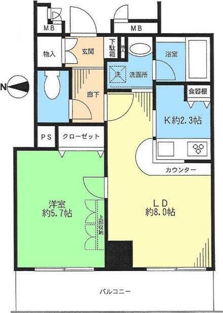 ヴィルヌーブ文京千駄木(1LDK/2階)の間取り写真