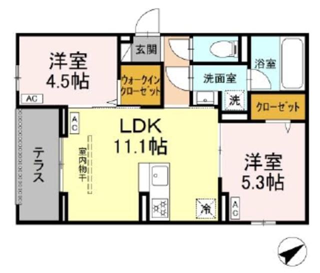 アルスフィルド相模原(2LDK/2階)の間取り写真