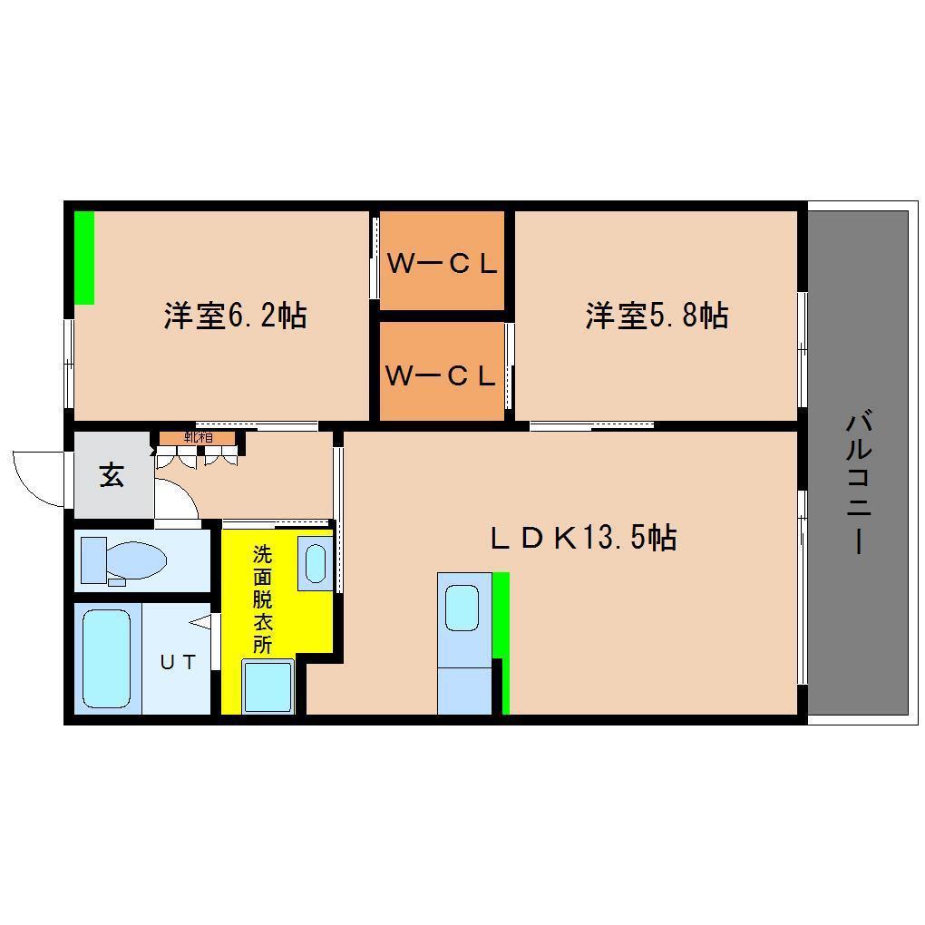 ALTE MEISTER 谷川(2LDK/5階)の間取り写真