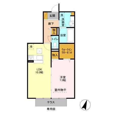 フルラージュ(1LDK/1階)の間取り写真