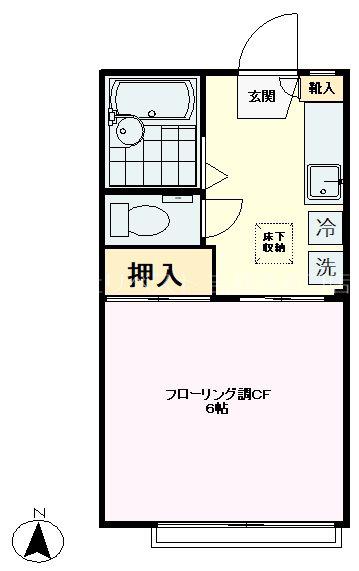 サンバレー(1K/1階)の間取り写真