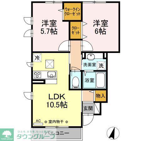 サーフィスポート 滝の川 II(2LDK/1階)の間取り写真