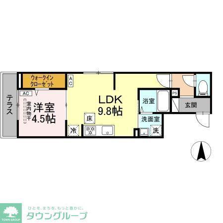 セレスティア谷在家II(1LDK/1階)の間取り写真