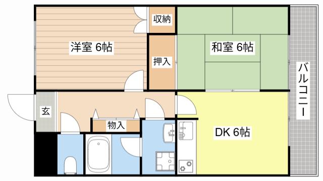 フォレスト旭(2DK/1階)の間取り写真