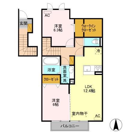 ジュピター(2LDK/2階)の間取り写真