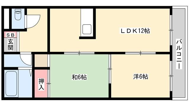 山田コーポ(2LDK/2階)の間取り写真