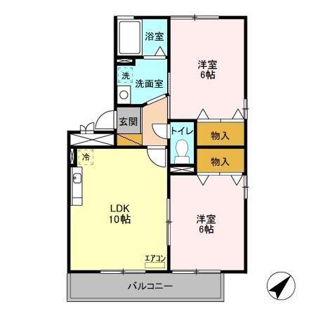 IS若葉A・B(2LDK/3階)の間取り写真