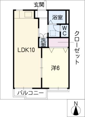 タウニー成田(1LDK/2階)の間取り写真
