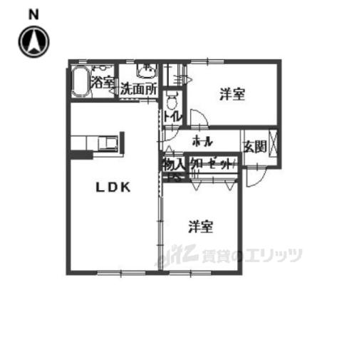 コンフォート東福寺(2LDK/1階)の間取り写真