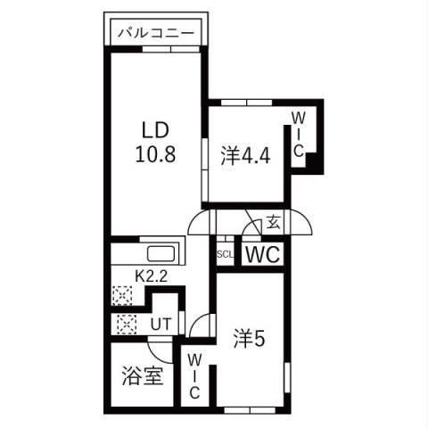 FLAP福住(2LDK/1階)の間取り写真