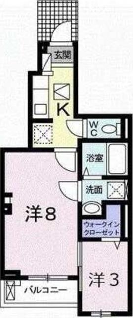 プランドール奏音(1SK/1階)の間取り写真