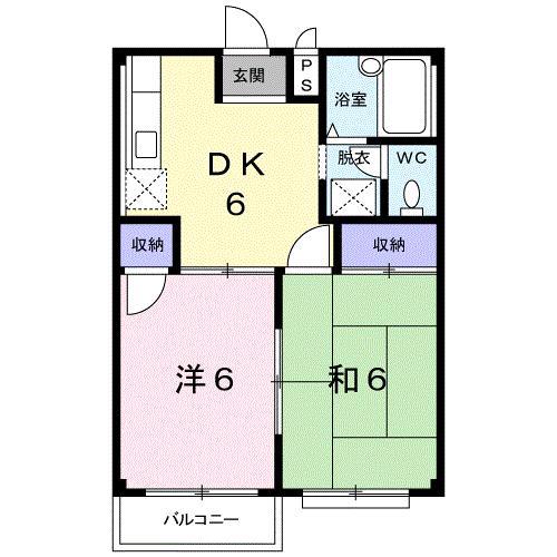 フェルド中居(2DK/2階)の間取り写真