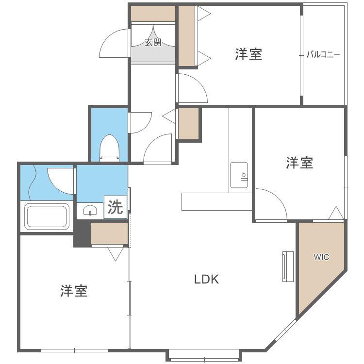 アルファスクエア南1西18(3LDK/2階)の間取り写真