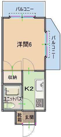 美輝ハウス(1K/8階)の間取り写真