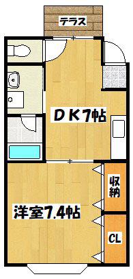 コーポ 龍宝(1DK/1階)の間取り写真