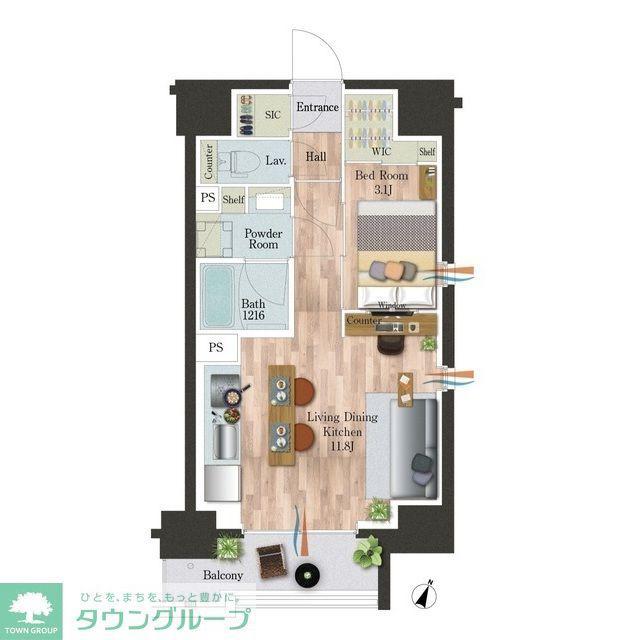 ORSUS板橋本町(1LDK/4階)の間取り写真