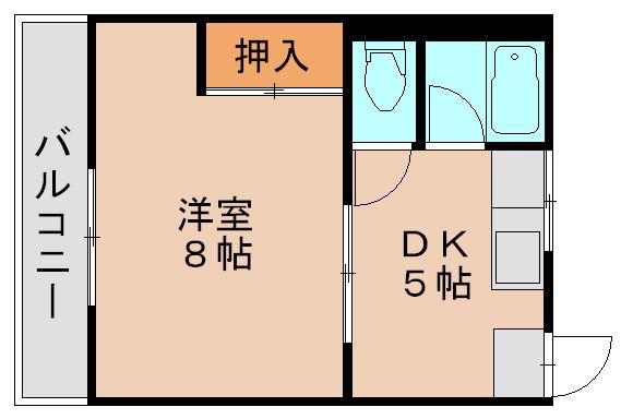 東林寺コーポ(1DK/3階)の間取り写真