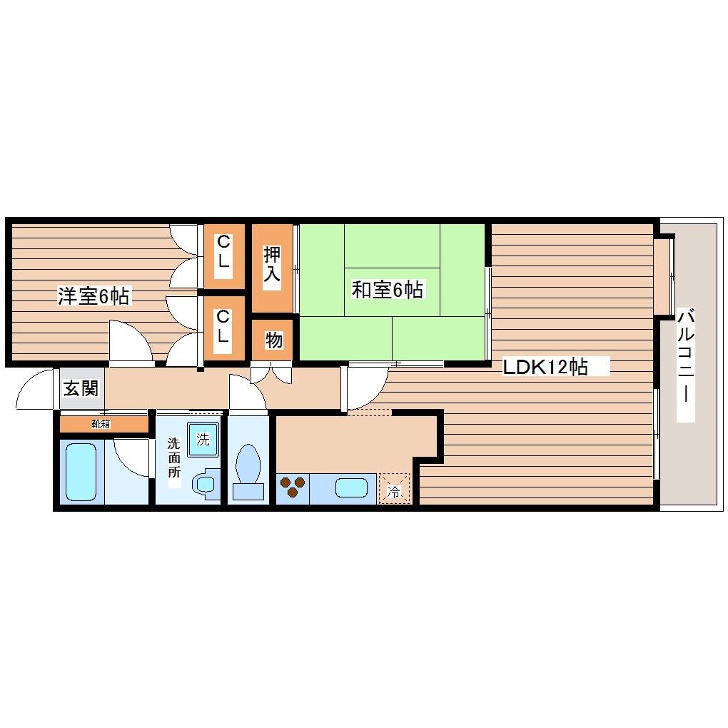 菊田参番館(2LDK/4階)の間取り写真