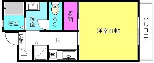 プルミエールI(1K/2階)の間取り写真