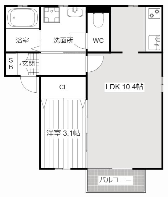 コート・フリッシュI(1LDK/2階)の間取り写真