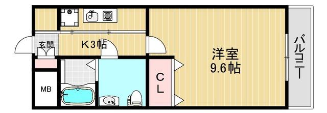 クリアグラン(1K/3階)の間取り写真