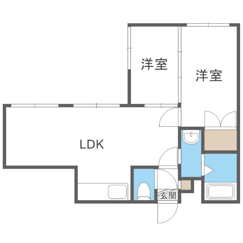 ビッグバーンズマンション月寒I(2LDK/4階)の間取り写真