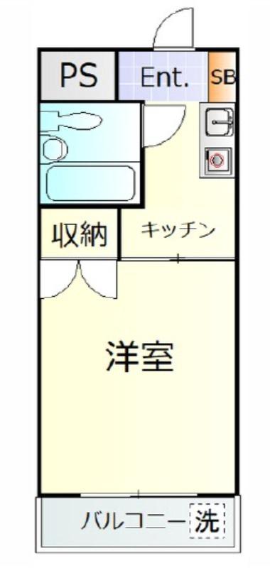 ハイタウン馬込公園(1K/4階)の間取り写真